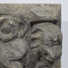 Medieval gothic carved stone crowned gargoyle panel, France circa 1250-1500