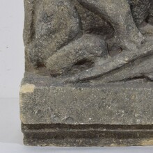 Medieval gothic carved stone crowned gargoyle panel, France circa 1250-1500