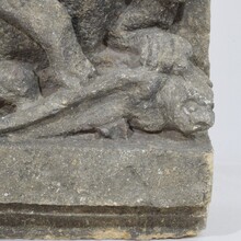 Medieval gothic carved stone crowned gargoyle panel, France circa 1250-1500