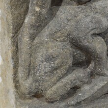 Medieval gothic carved stone crowned gargoyle panel, France circa 1250-1500