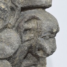 Medieval gothic carved stone crowned gargoyle panel, France circa 1250-1500