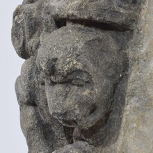 Medieval gothic carved stone crowned gargoyle panel, France circa 1250-1500