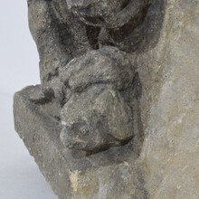 Medieval gothic carved stone crowned gargoyle panel, France circa 1250-1500