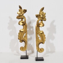 Pair hand carved giltwood curl ornaments, Italy circa 1750