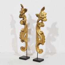 Pair hand carved giltwood curl ornaments, Italy circa 1750