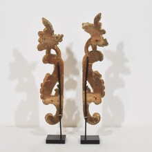 Pair hand carved giltwood curl ornaments, Italy circa 1750