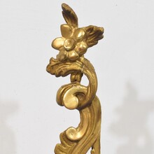 Pair hand carved giltwood curl ornaments, Italy circa 1750