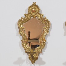 Pair giltwood wall candleholders/ sconces with mirrors, Italy circa 1850