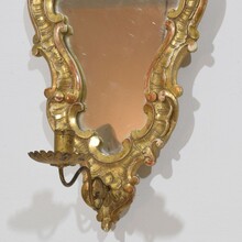 Pair giltwood wall candleholders/ sconces with mirrors, Italy circa 1850