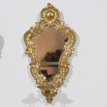 Pair giltwood wall candleholders/ sconces with mirrors, Italy circa 1850