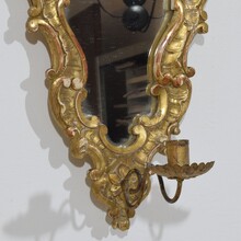 Pair giltwood wall candleholders/ sconces with mirrors, Italy circa 1850