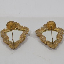 Pair giltwood wall candleholders/ sconces with mirrors, Italy circa 1850