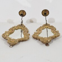 Pair giltwood wall candleholders/ sconces with mirrors, Italy circa 1850