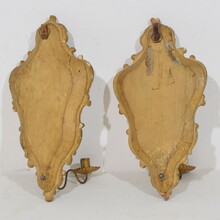 Pair giltwood wall candleholders/ sconces with mirrors, Italy circa 1850