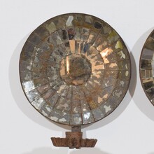 Pair iron wall candleholders/ sconces with mirrors, France circa 1900-1930