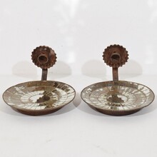 Pair iron wall candleholders/ sconces with mirrors, France circa 1900-1930