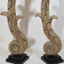 Pair large neoclassical carved oak ornaments, France circa 1780