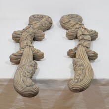 Pair large neoclassical carved oak ornaments, France circa 1780