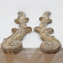 Pair large neoclassical carved oak ornaments, France circa 1780