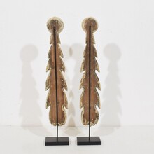 Pair neoclassical carved wooden ornaments, France circa 1780