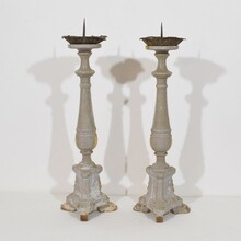 Pair neoclassical carved wooden candleholders, Italy circa 1780-1800
