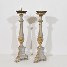 Pair neoclassical carved wooden candleholders, Italy circa 1780-1800