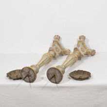 Pair neoclassical carved wooden candleholders, Italy circa 1780-1800