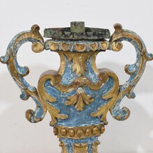 Pair baroque carved wooden candleholders, Italy circa 1700-1750