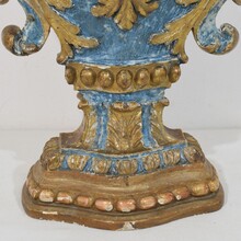 Pair baroque carved wooden candleholders, Italy circa 1700-1750