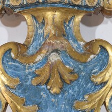 Pair baroque carved wooden candleholders, Italy circa 1700-1750