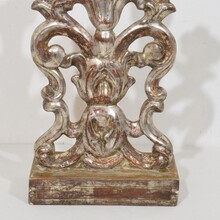 Pair silvered wooden baroque candleholders, Italy circa 1750- 1780