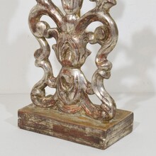 Pair silvered wooden baroque candleholders, Italy circa 1750- 1780