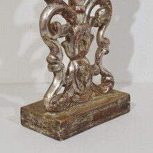 Pair silvered wooden baroque candleholders, Italy circa 1750- 1780