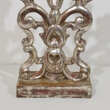 Pair silvered wooden baroque candleholders, Italy circa 1750- 1780