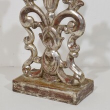 Pair silvered wooden baroque candleholders, Italy circa 1750- 1780