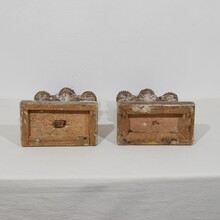 Pair silvered wooden baroque candleholders, Italy circa 1750- 1780