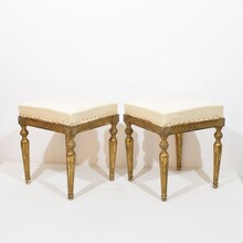 Pair Louis XVI style carved stools/tabourets, France circa 1850