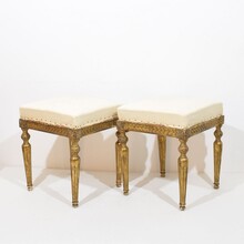 Pair Louis XVI style carved stools/tabourets, France circa 1850