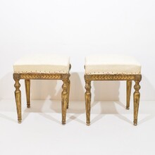 Pair Louis XVI style carved stools/tabourets, France circa 1850