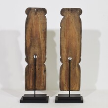 Pair weathered oak renaissance ornaments, France 17th century