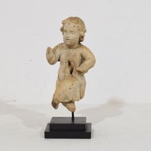 Small carved wooden baroque baby christ figure, France circa 1600-1700