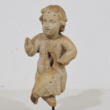 Small carved wooden baroque baby christ figure, France circa 1600-1700