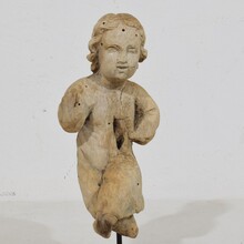 Small carved wooden baroque baby christ figure, France circa 1600-1700