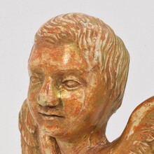 Small baroque carved giltwood angel head on wings, France circa 1750
