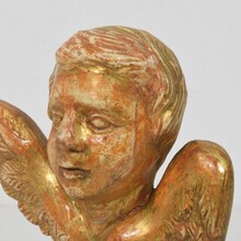 Small baroque carved giltwood angelhead on wings, France circa 1750