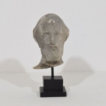 Small carved stone baroque head of a Saint, France circa 1750