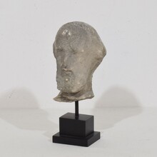 Small carved stone baroque head of a Saint, France circa 1750