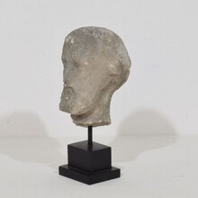 Small carved stone baroque head of a Saint, France circa 1750