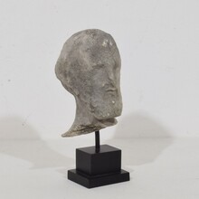 Small carved stone baroque head of a Saint, France circa 1750