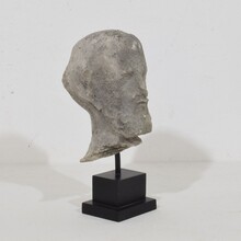 Small carved stone baroque head of a Saint, France circa 1750